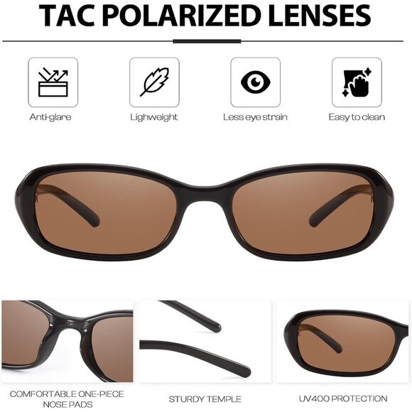 Rectangle Sunglasses Women Vintage 90s Small Thin UV Protection Trendy